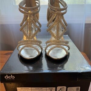 Deb Women's Silver Rhinestone Heels